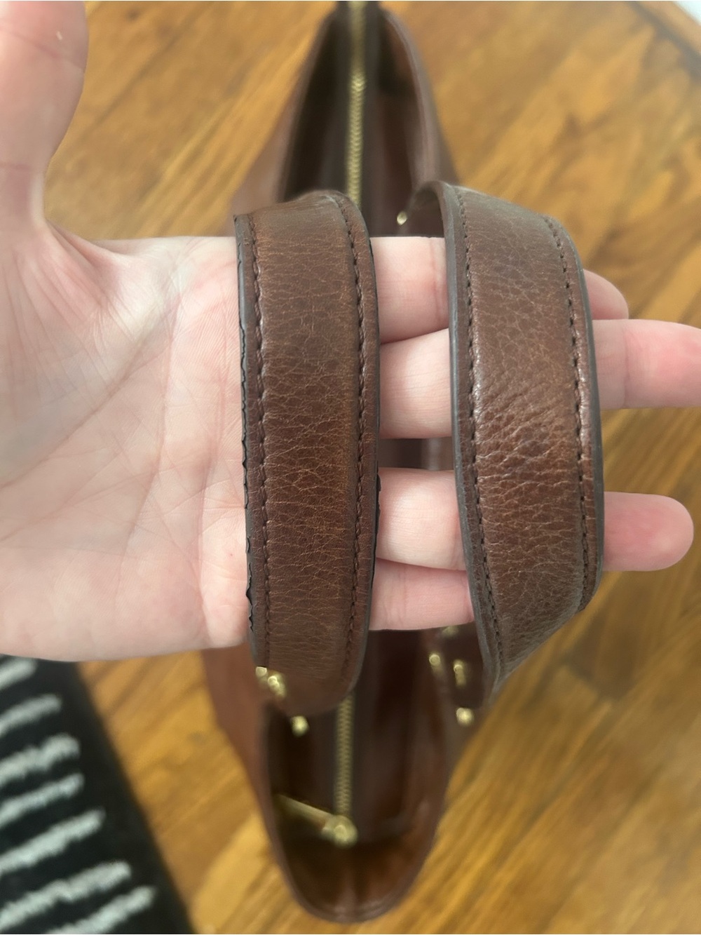 Tory Burch Chestnut Brown Leather Logo Tote - Picture 6 of 7
